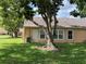 Exterior of home featuring a lush backyard with healthy green grass and shade provided by mature trees at 4814 Grist Mill Cir, New Port Richey, FL 34655