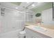 Bathroom with a shower-tub combo and white vanity with a single sink at 6475 Shoreline Dr # 5403, St Petersburg, FL 33708