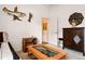 Bedroom with unique decorations and a wooden coffee table at 1430 Beaconsfield Dr, Wesley Chapel, FL 33543