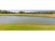 Scenic view of the pond surrounded by green grass and manicured landscaping at 18236 Paradise Point Dr, Tampa, FL 33647