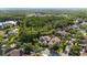 Beautiful aerial view of suburban homes near lush greenery, a pond, and wooded areas at 20403 Walnut Grove Ln, Tampa, FL 33647