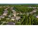 This aerial view showcases a charming Tampa home nestled among lush trees in a peaceful, verdant neighborhood at 20403 Walnut Grove Ln, Tampa, FL 33647