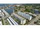 Aerial view showcasing the property's proximity to the water, surrounding community, and convenient parking at 2960 59Th S St # 615, Gulfport, FL 33707