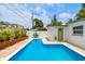 Swimming pool with sun umbrella and an outdoor patio, providing a private oasis for relaxation and enjoyment at 3066 Highland N St, St Petersburg, FL 33704