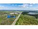 An elevated view highlighting a developed community, nearby roads, and the surrounding lush landscape at 4608 Kilcoyne Ct, Lutz, FL 33558