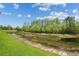 A scenic view of the backyard pond provides peaceful waterside relaxation and a nature-filled living space at 4608 Kilcoyne Ct, Lutz, FL 33558