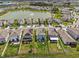 Aerial shot of a lakeside neighborhood, showcasing the community's serene setting and attractive homes at 10937 Penny Gale Loop, San Antonio, FL 33576