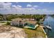 Aerial view showing the home, backyard, swimming pool, and waterfront canal with dock at 2063 Illinois Ne Ave, St Petersburg, FL 33703