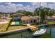 Backyard view of a waterfront home with a swimming pool and private dock at 2063 Illinois Ne Ave, St Petersburg, FL 33703