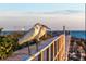 Two Snowy Egrets perched on a railing with a serene ocean backdrop at sunset at 248 137Th Cir, Madeira Beach, FL 33708