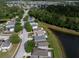 A serene aerial view of a home backing onto a scenic pond and lush green space at 6248 Tabogi Trl, Wesley Chapel, FL 33545