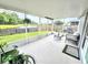 Large screened-in patio with ceiling fan has lake view at 6248 Tabogi Trl, Wesley Chapel, FL 33545