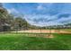Fenced baseball field with well-maintained grass and clay, ready for a game at 9481 Highland Oak Dr # 1616, Tampa, FL 33647
