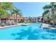 Sparkling community pool and relaxing lounge chairs surrounded by lush tropical landscaping, perfect for relaxation at 9481 Highland Oak Dr # 1616, Tampa, FL 33647