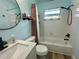 Updated bathroom with modern fixtures, a shower-tub combo, and a stylish vanity at 14019 89Th Ave, Seminole, FL 33776