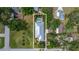 Aerial view showcasing the home, rectangular lot, and private pool area at 2623 57Th S St, Gulfport, FL 33707