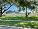 View of the house exterior showing the yard, fence, and trees at 3000 Tangerine Ter, Palm Harbor, FL 34684