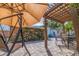 Tranquil backyard with a covered swing, dining area and lush landscaping, perfect for outdoor relaxation at 477 44Th N Ave, St Petersburg, FL 33703