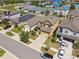 Overhead shot captures a well-planned neighborhood with tidy yards, solar panels, and houses with a consistent aesthetic at 5147 Brickwood Rise Dr, Wimauma, FL 33598