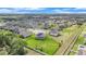 An aerial view showcasing homes with solar panels, well-manicured lawns, and a Gathering-friendly neighborhood at 9843 Cabernet Ave, Seffner, FL 33584