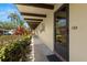 Exterior walkway leading to unit with well-maintained landscaping featuring tropical plants at 1701 Pinehurst Rd # 31D, Dunedin, FL 34698