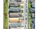 Aerial view of the home's location on a cul-de-sac near a lake at 28853 Seedling St, Wesley Chapel, FL 33543