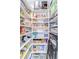 Walk-in pantry with stocked shelves and decorative blue-and-white patterned flooring at 713 W Kentucky Ave, Tampa, FL 33603