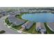 Wide aerial view of a large planned community situated on a lake with many modern homes and lush landscaping at 11773 Little River Way, Parrish, FL 34219