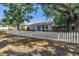 Charming single-story home featuring a white picket fence, fresh landscaping, and a welcoming blue front door at 3510 4Th N Ave, St Petersburg, FL 33713