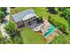 Lush backyard featuring a custom pool, fire pit, and patio, perfect for entertaining and outdoor living at 4702 Cypress Serenity Dr, Plant City, FL 33565