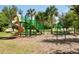 A vibrant playground with a variety of play structures, including slides and swings, set in a mulch base at 5221 Bannister Park Ln, Lithia, FL 33547
