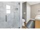 Modern bathroom featuring a tiled shower with a glass door and a built-in shelf niche at 742 45Th Ne Ave, St Petersburg, FL 33703