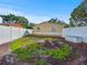An empty backyard with a white fence offers potential for landscaping and outdoor activities at 8210 68Th N Way, Pinellas Park, FL 33781