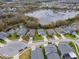 An aerial view of residential neighborhood bordering two small ponds, and cul-de-sac at 8219 Summer Brook Ct, Land O Lakes, FL 34638