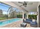 Relaxing screened-in pool area with comfortable seating and views of the backyard at 8219 Summer Brook Ct, Land O Lakes, FL 34638