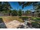 Backyard showing a wooden fence and various trees and plants at 1622 Elizabeth Ln, Clearwater, FL 33755