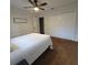 Comfortable bedroom featuring a ceiling fan, closet and plush carpet flooring at 213 Sheffield E Cir, Palm Harbor, FL 34683