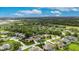 This is an aerial view of a charming neighborhood featuring well-maintained homes, green lawns, and a rural backdrop at 3004 Spring Hammock Dr, Plant City, FL 33566