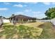 Large, fenced backyard with a well-maintained lawn and screened patio area at 3004 Spring Hammock Dr, Plant City, FL 33566