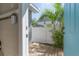 Backyard oasis with an outdoor shower and a tropical palm tree at 302 W Hilda St, Tampa, FL 33603