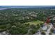 Aerial shot highlighting a home near a green park area, surrounded by trees and houses in a pleasant neighborhood at 3092 Hillside Ln, Safety Harbor, FL 34695