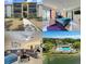 Collage of condo's exterior, bedroom, living room, and aerial view of the pool and lake at 3188 Lake Pine S Way # B1, Tarpon Springs, FL 34688