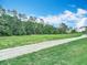 View of the backyard landscaping at 5526 Braddock Dr, Zephyrhills, FL 33541
