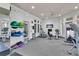 Community gym featuring mirrors, padded flooring, various exercise equipment, and natural lighting at 8202 Pinewood Run Ct, Tampa, FL 33647