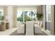 Open dining space with contemporary decor and large windows that offer views of the exterior at 9396 Minnow Ray Dr, Land O Lakes, FL 34638