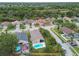 A suburban community featuring single-Gathering homes with backyard pools and lush greenery at 10223 Charleston Corner Rd, Tampa, FL 33635