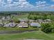Overhead view of the house, highlighting its location near a pond and golf course, and backing to the water at 10324 Chatuge Dr, San Antonio, FL 33576