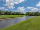Scenic golf course landscape featuring pond and green grass at 10324 Chatuge Dr, San Antonio, FL 33576