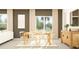 Dining room with a wooden table, chairs, a sideboard and sliding glass doors at 12605 Aura Moonlight Ter, Parrish, FL 34219