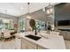 Open layout of kitchen, dining, and living areas with abundant natural light and stylish decor at 12707 Green Heron Way, Odessa, FL 33556